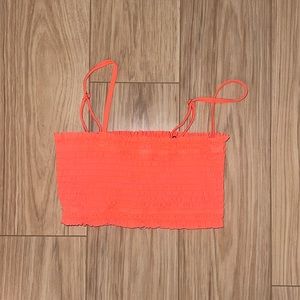 Cabana Del Sol Bright Orange Smocked Crop TopTBD